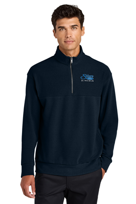 Mercer Mettle Linear Texture Quarter Zip Night Navy