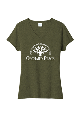 Ladies V Neck Military Green