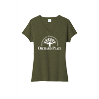 Ladies V Neck Military Green