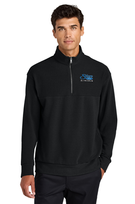 Mercer Mettle Linear Texture Quarter Zip Deep Black